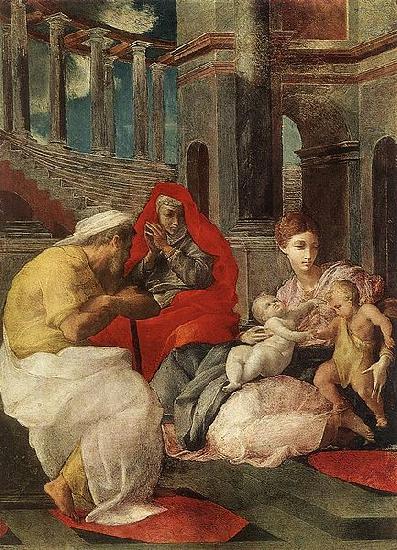 Francesco Primaticcio The Holy Family with Sts Elisabeth and John oil painting image
